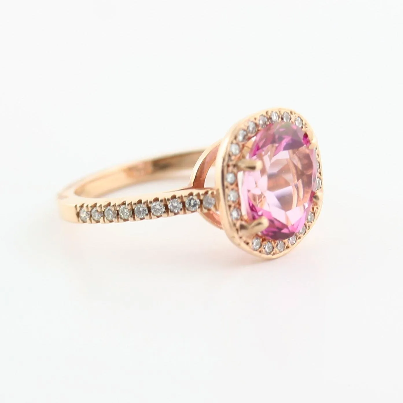 Pink Topaz and Diamond Ring Rose Gold