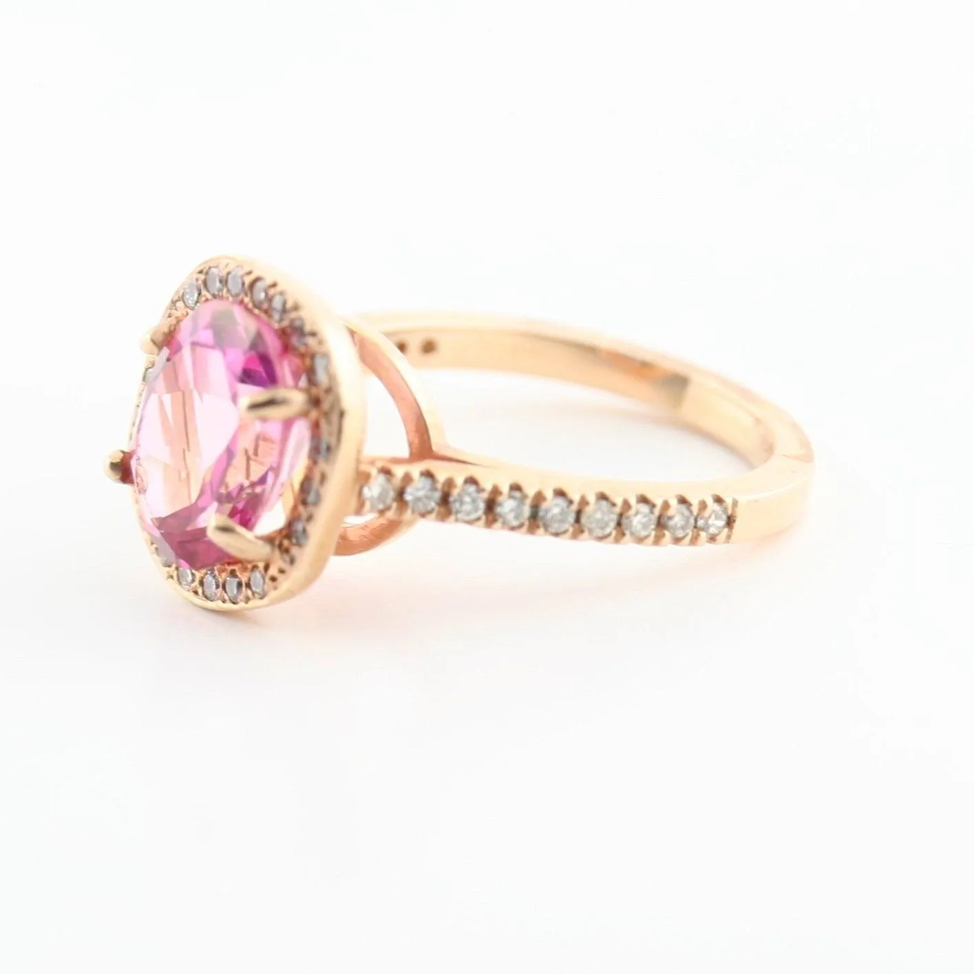 Pink Topaz and Diamond Ring Rose Gold