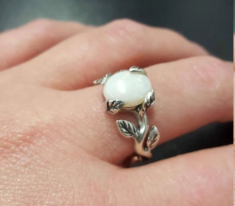 Pink Tourmaline Ring - Silver Leaf Ring - Olive Branch Ring