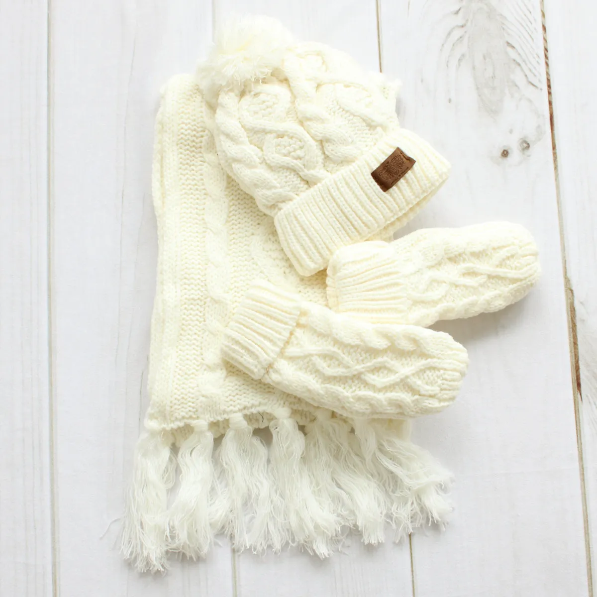 Pom Beanie Scarf and Glove Set
