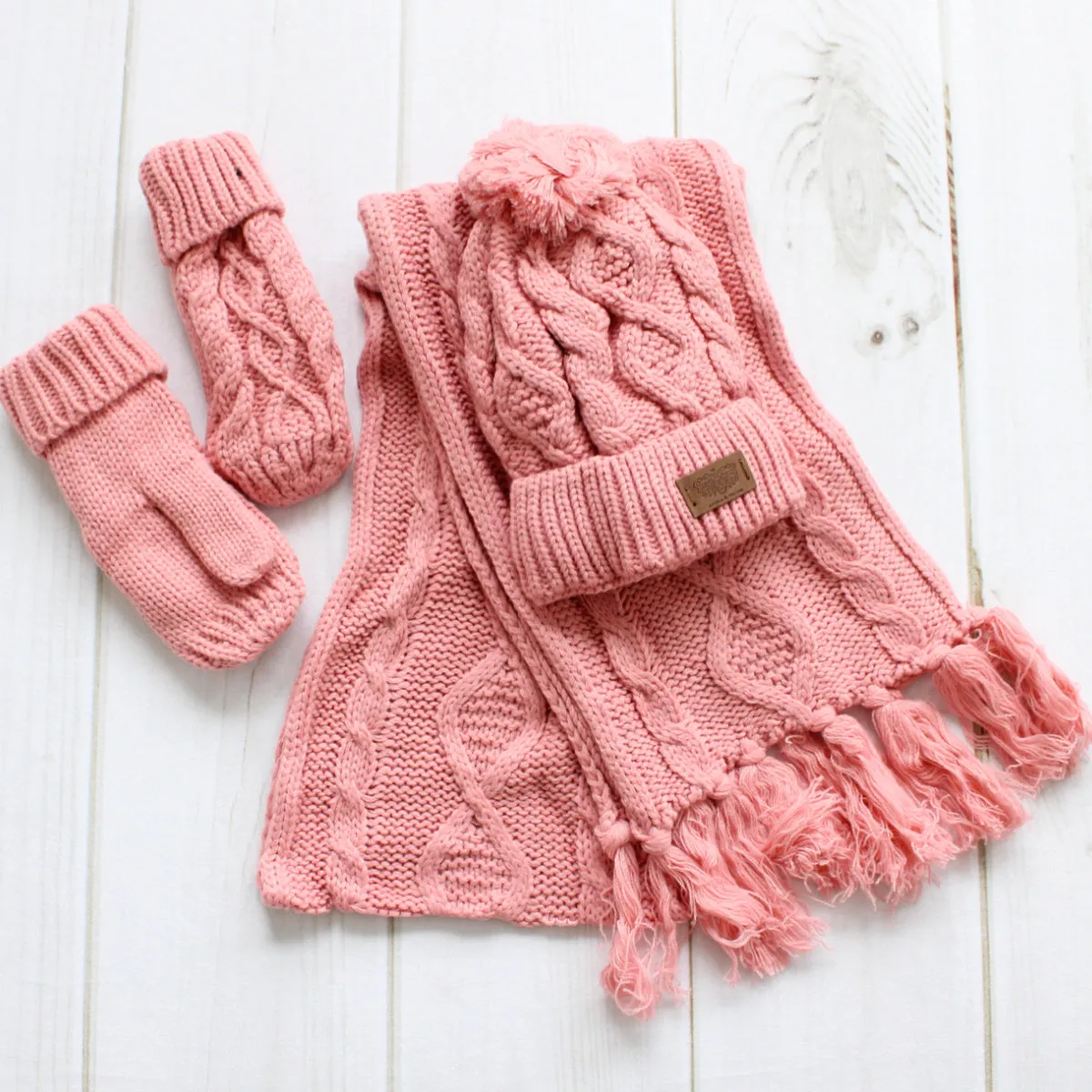 Pom Beanie Scarf and Glove Set