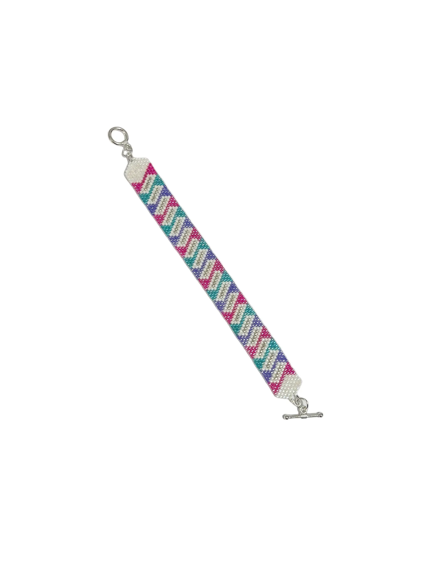 Purple Pink and Teal Beaded Bracelet