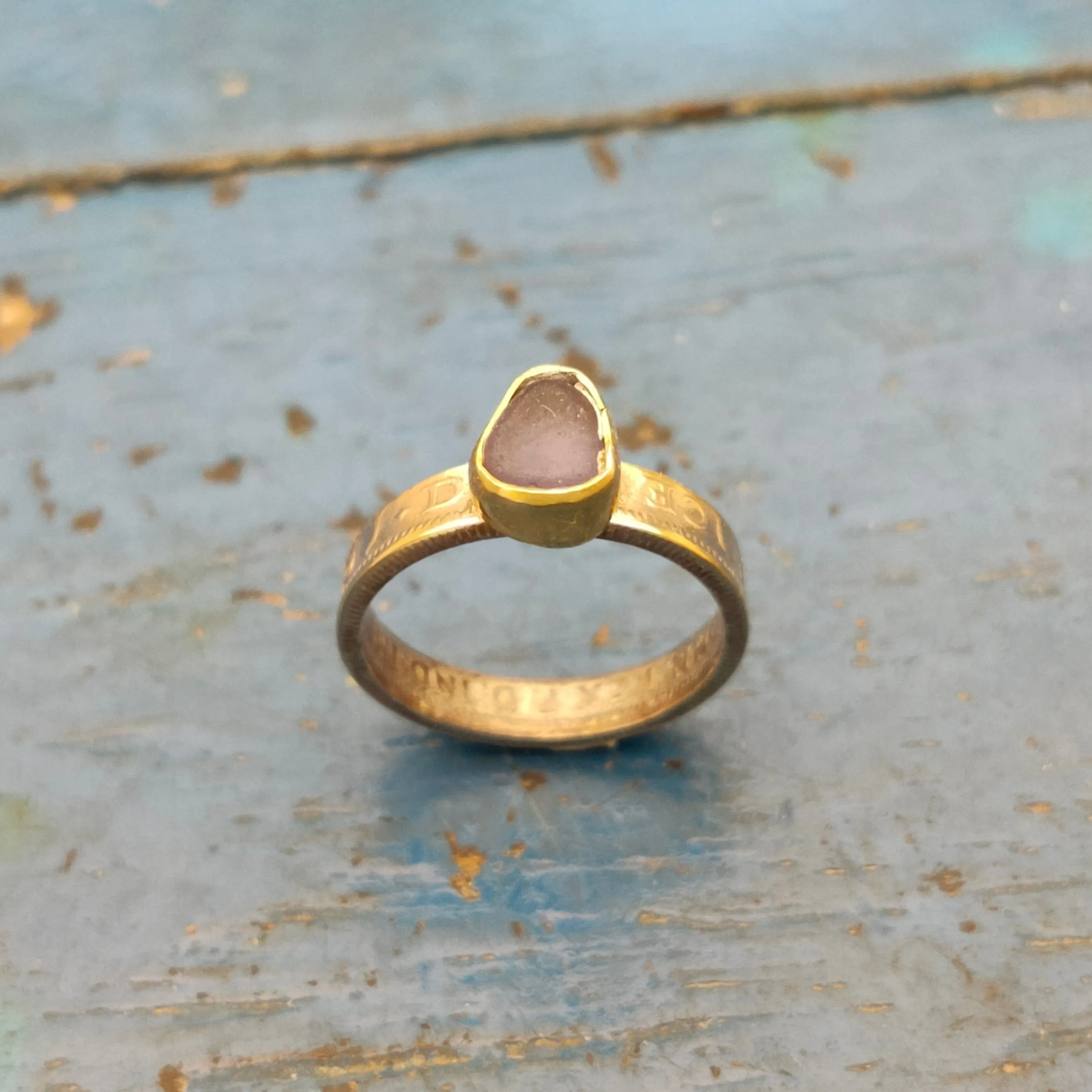 Purple Seaglass Sixpence