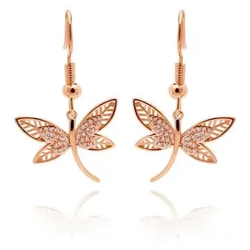 Rose Gold Dragonfly Earrings