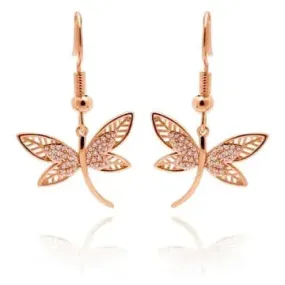 Rose Gold Dragonfly Earrings