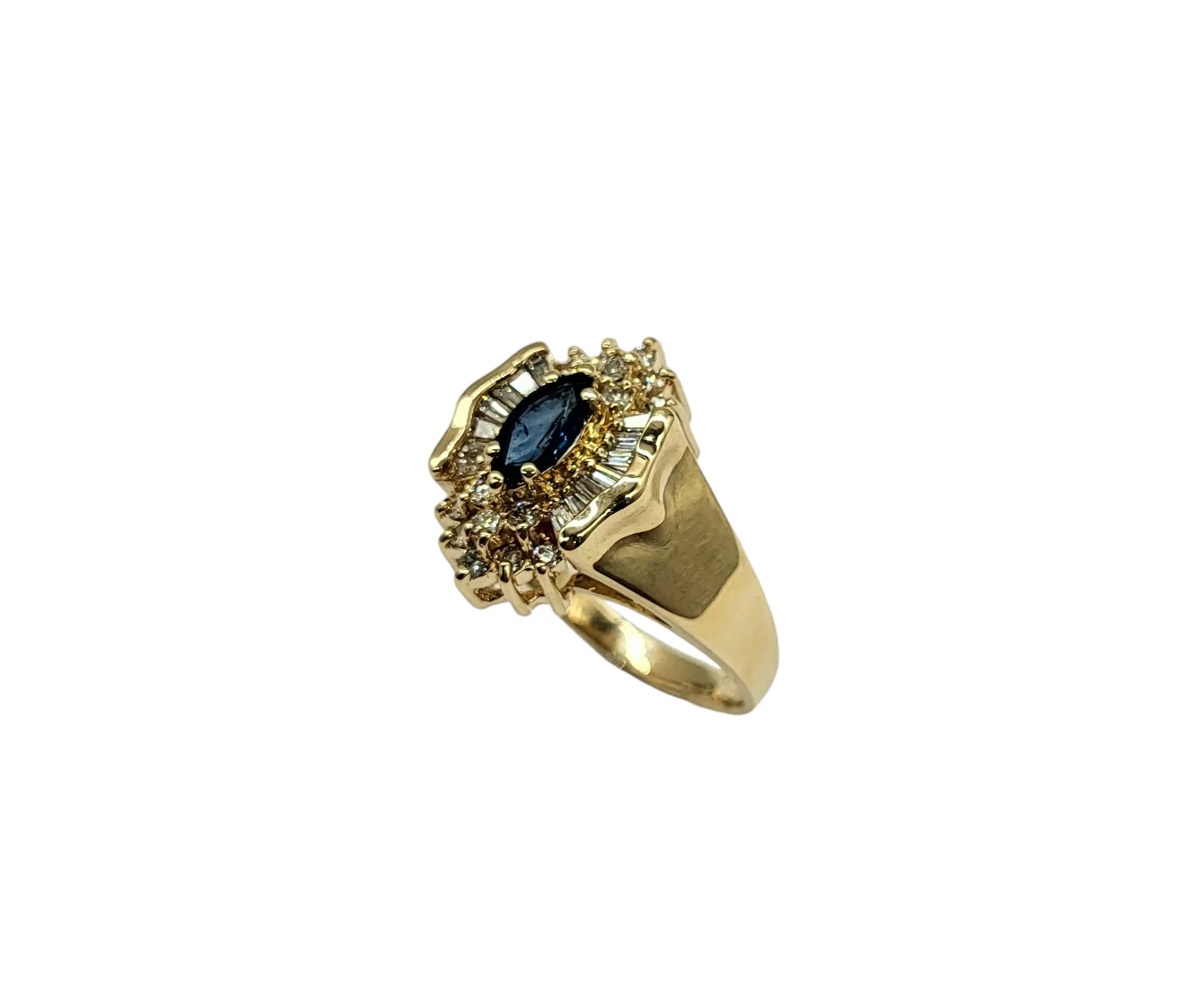 Sapphire with Cluster Diamond Halo