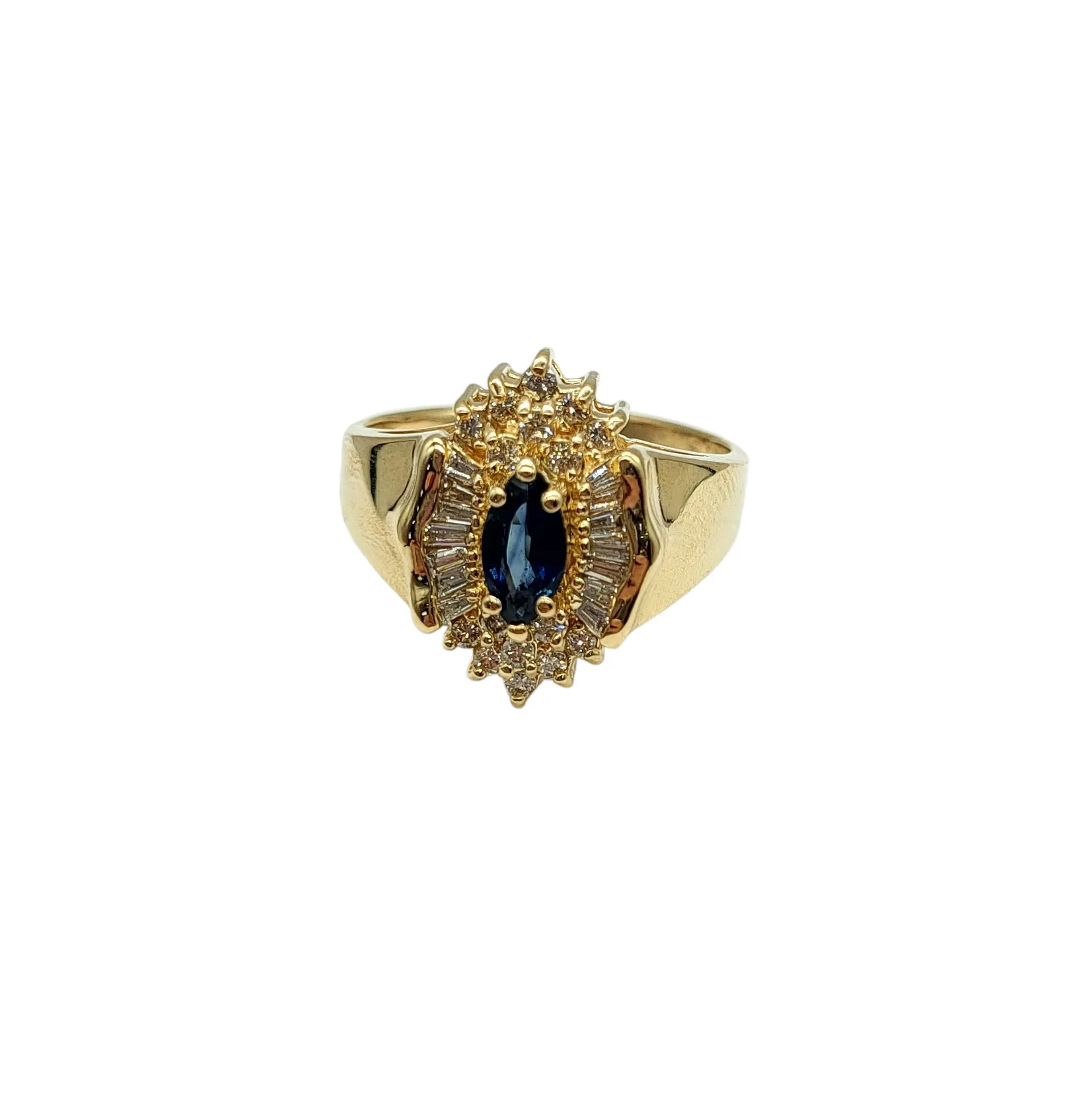 Sapphire with Cluster Diamond Halo
