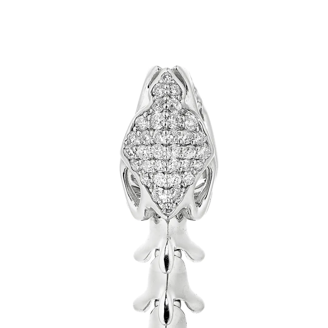 Serpent's Trace Long Drop Earrings - Silver & Diamond Pavé
