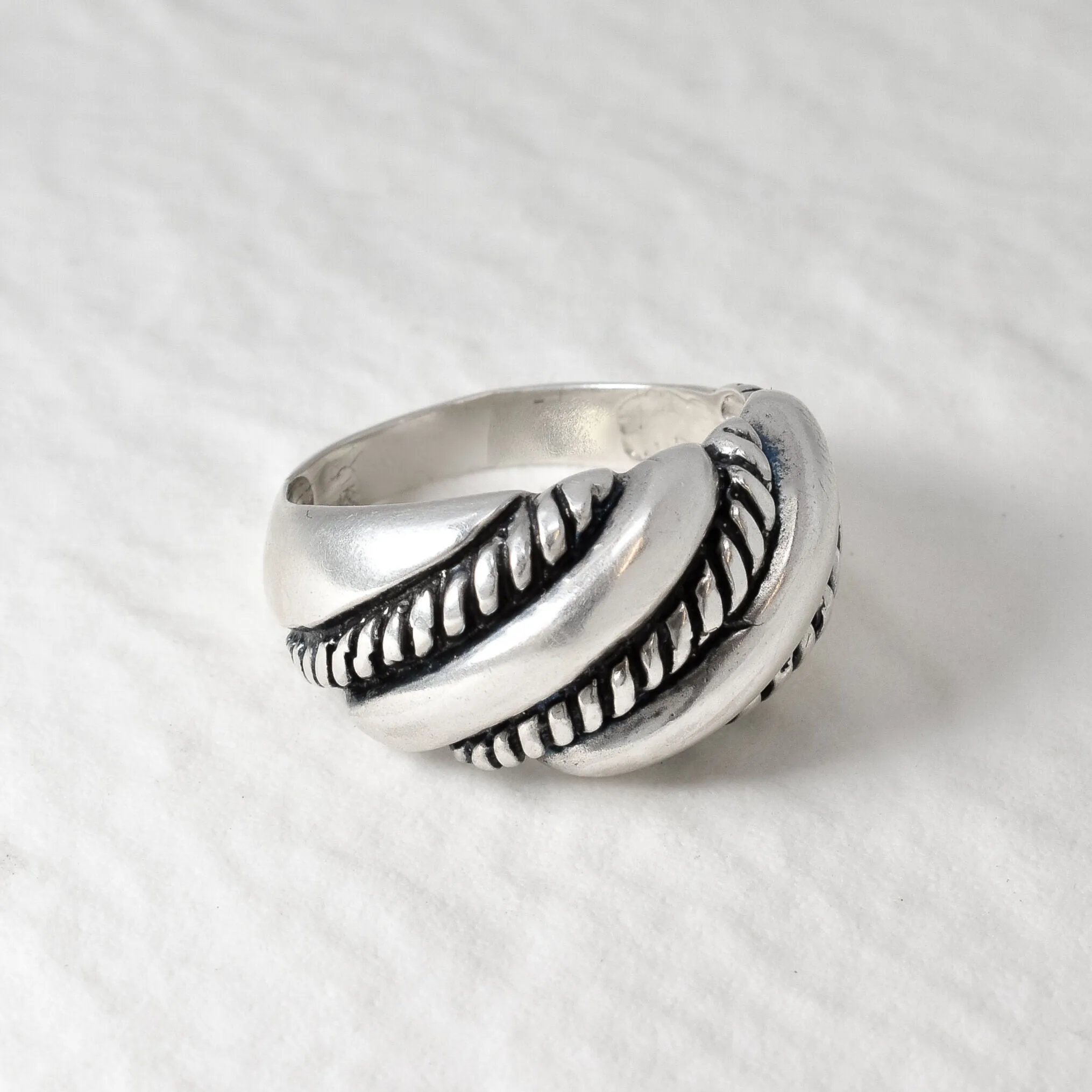Silver Chunky Ring - Large Twisted Ring - Snail Shell Ring