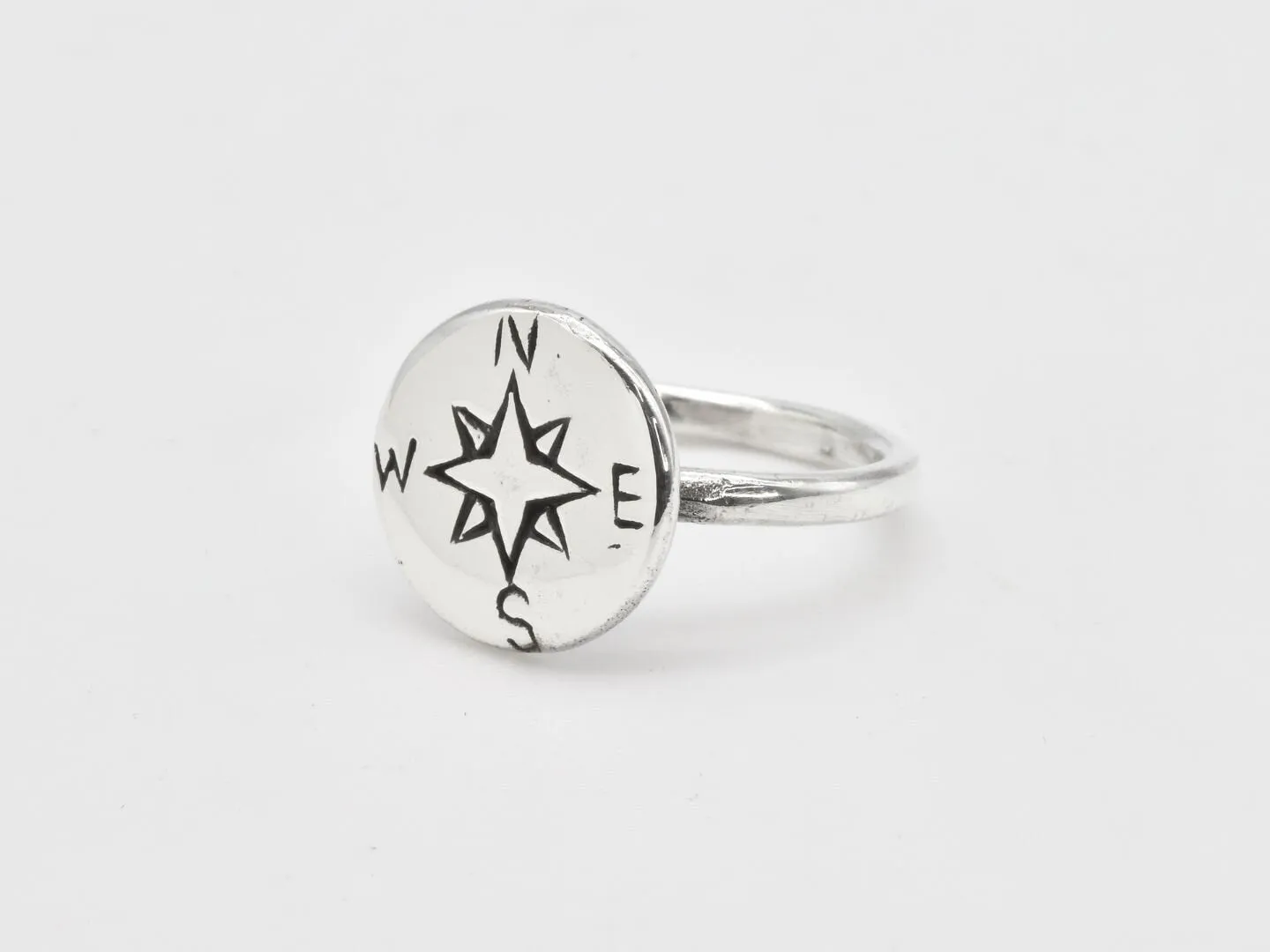 Silver Compass Ring - Traveler Ring - Disc Compass Ring
