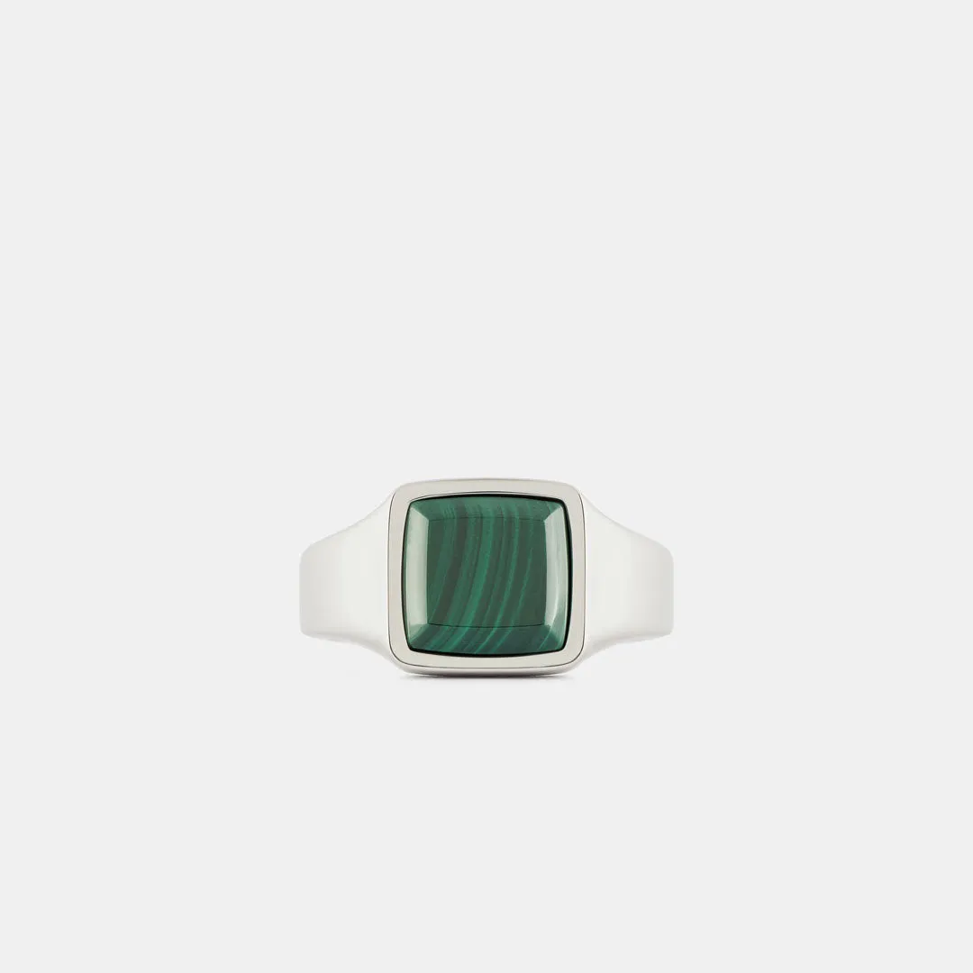 Silver Cushion Malachite Ring