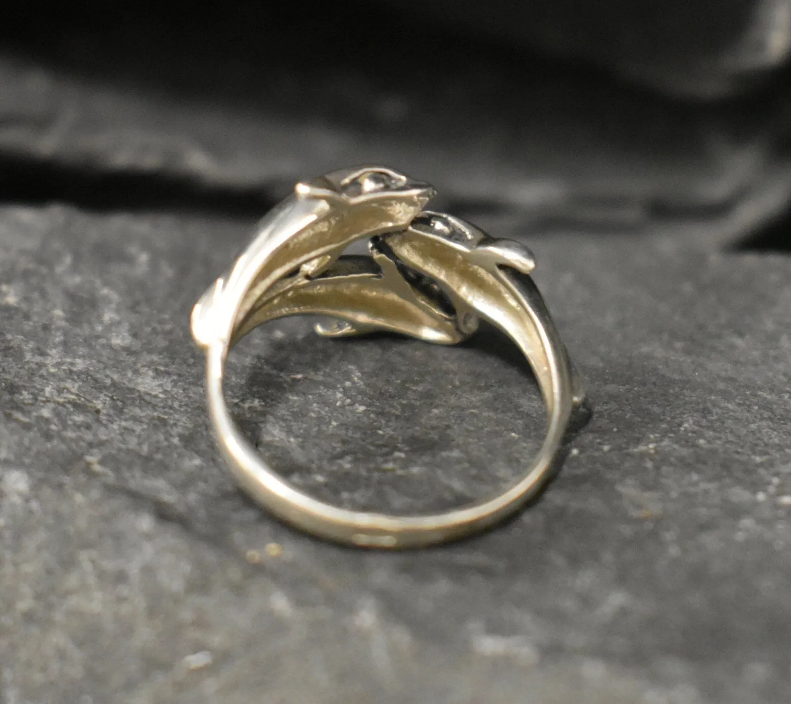 Silver Dolphin Ring - Triple Dolphin Ring - Silver Fish Ring