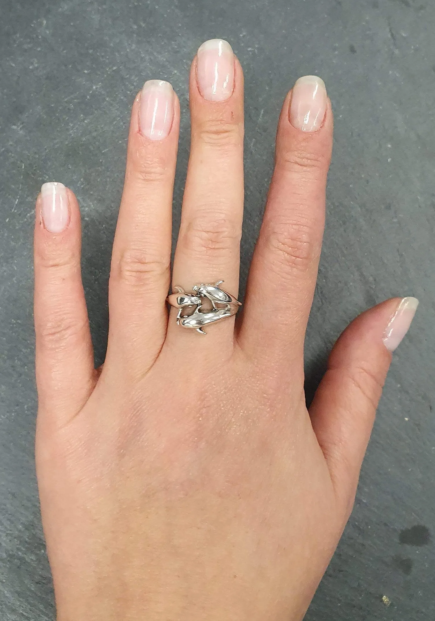 Silver Dolphin Ring - Triple Dolphin Ring - Silver Fish Ring