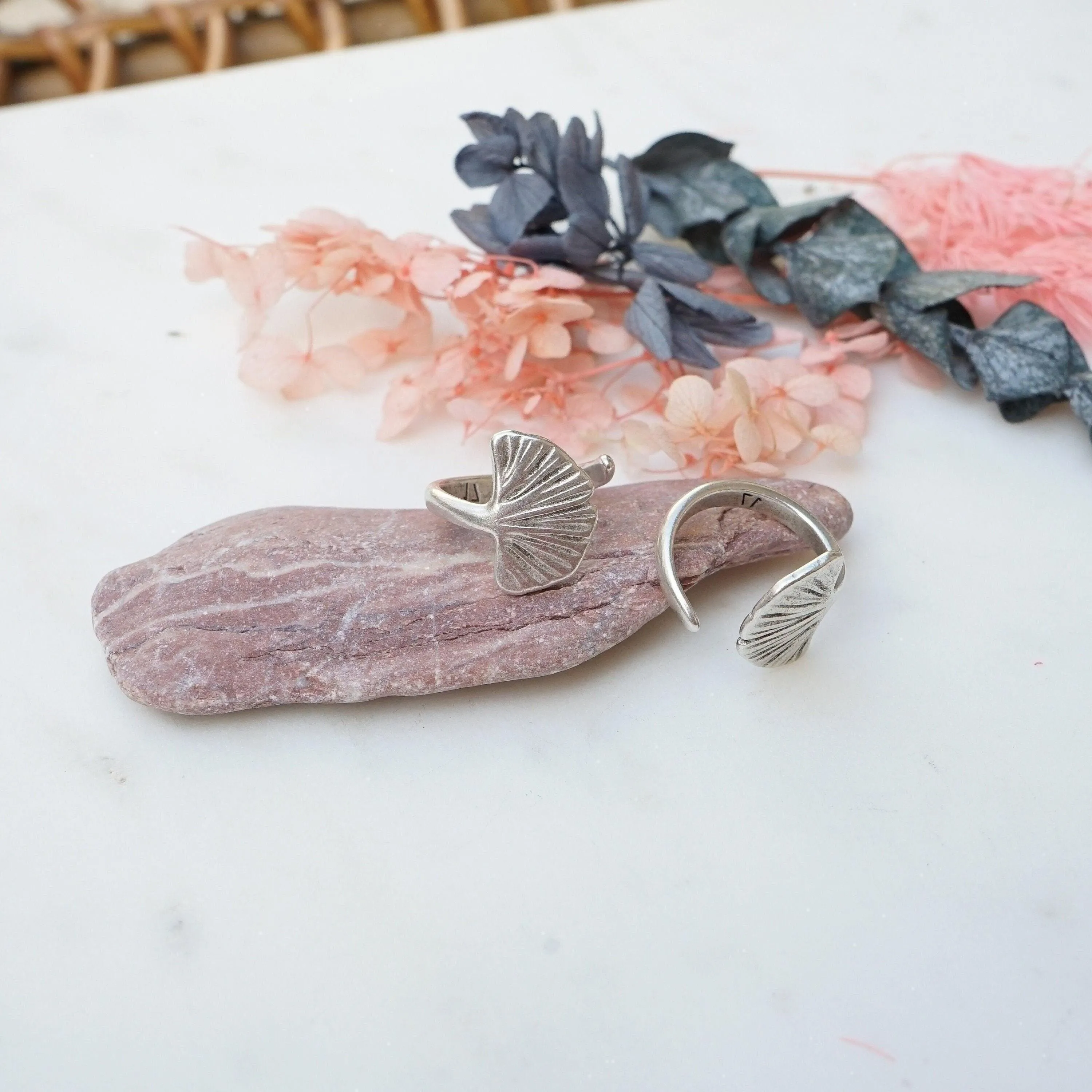 Silver Ginkgo Biloba Ring
