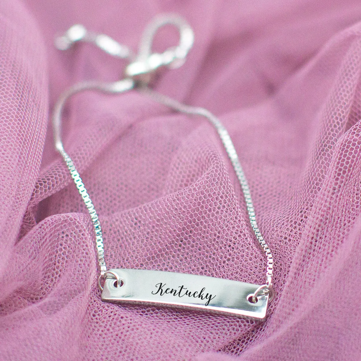 Silver Kentucky Adjustable Bar Bracelet