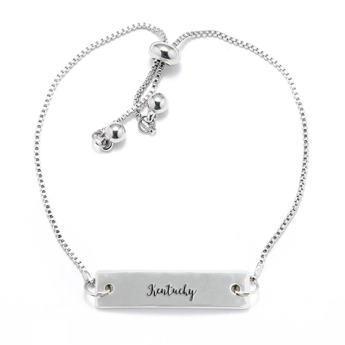 Silver Kentucky Adjustable Bar Bracelet