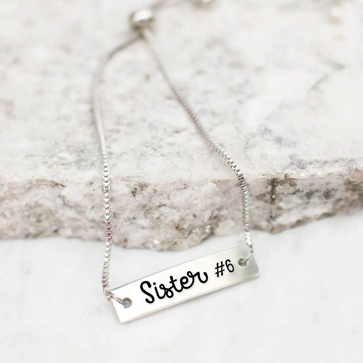Silver Sister #6 Adjustable Bar Bracelet
