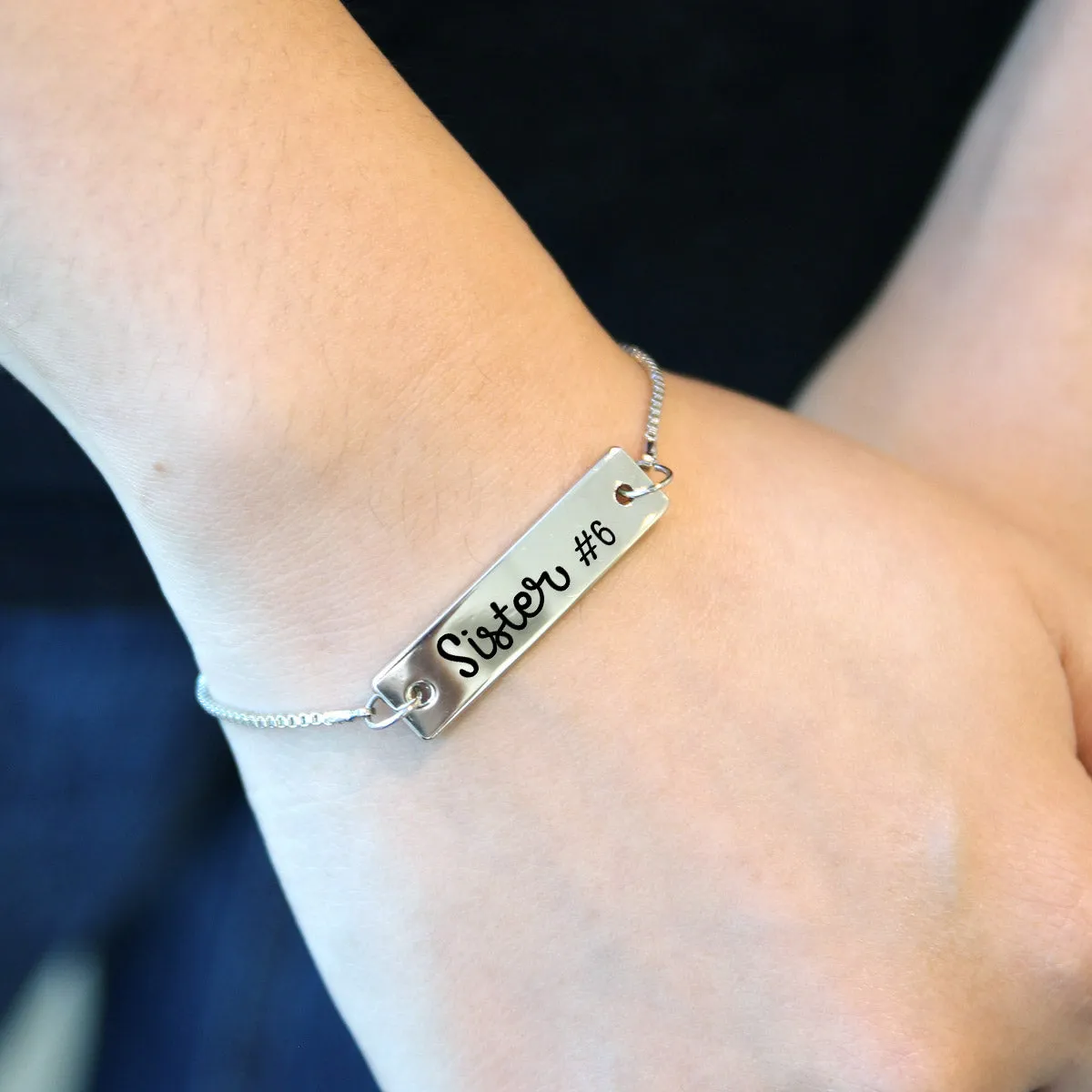Silver Sister #6 Adjustable Bar Bracelet