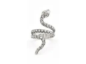 Silver Snake Ring - Long Snake Ring - Modern Coiled Snake Ring