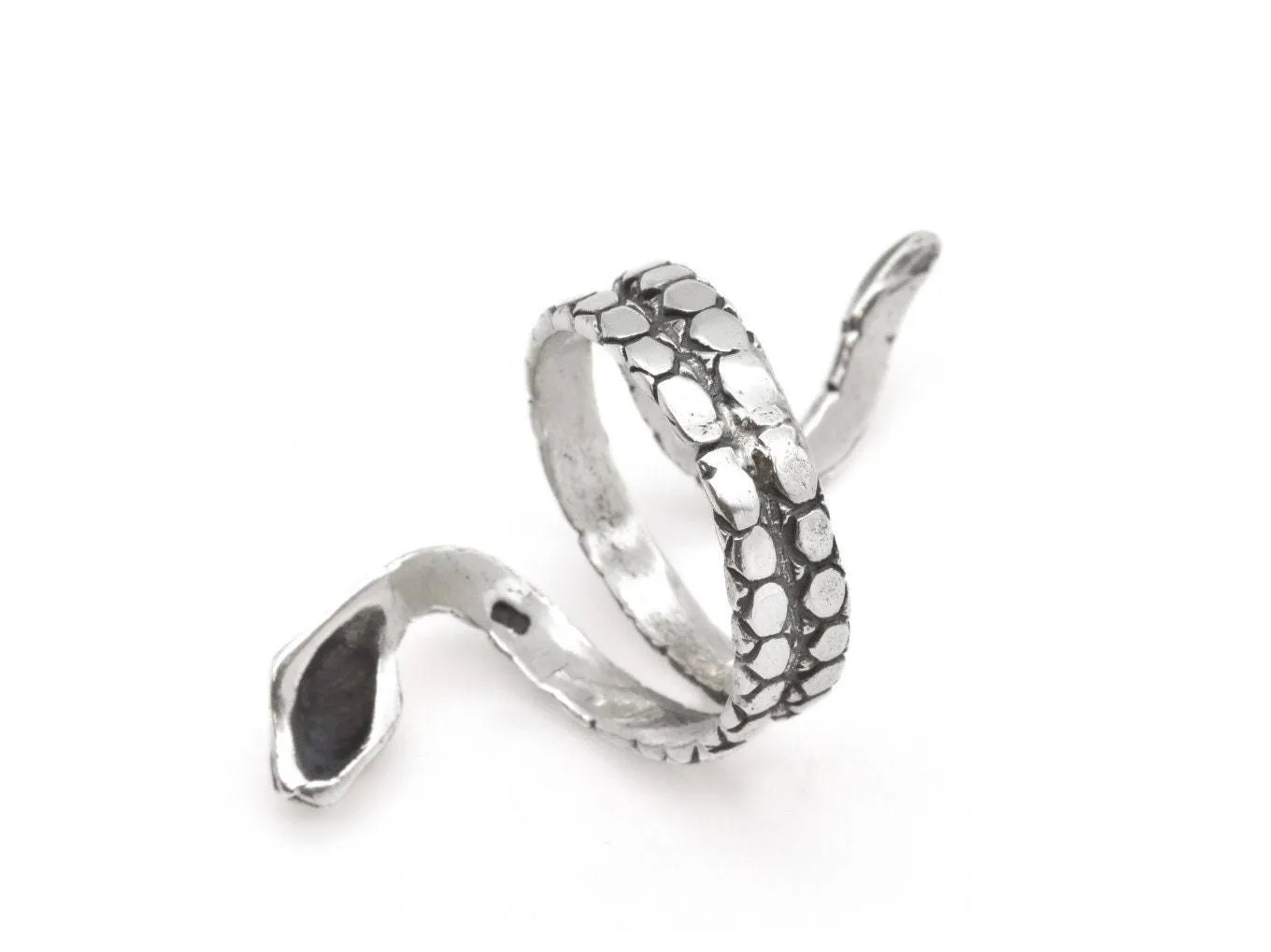 Silver Snake Ring - Long Snake Ring - Modern Coiled Snake Ring