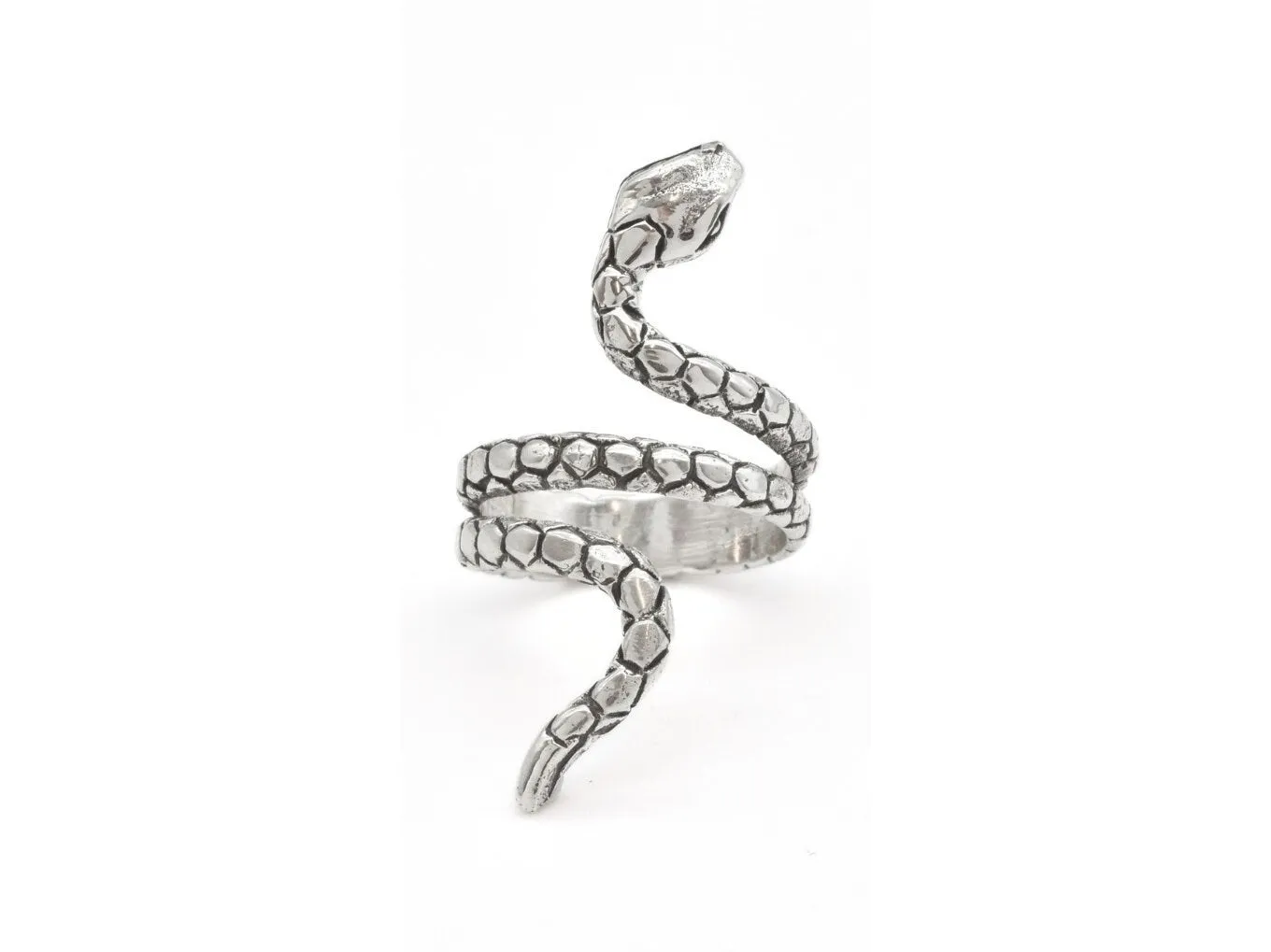Silver Snake Ring - Long Snake Ring - Modern Coiled Snake Ring