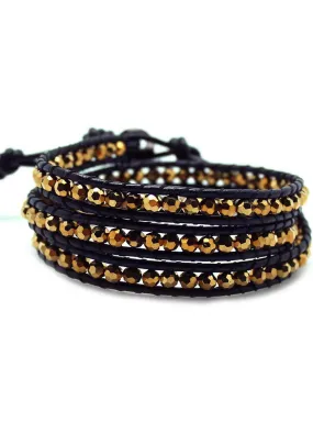 Single Multi Beaded Wrap Bracelet in Bronze