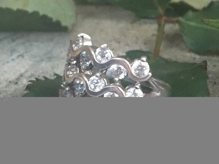 Statement Diamond Ring - Wavy Lines Ring - Chunky Vintage Ring