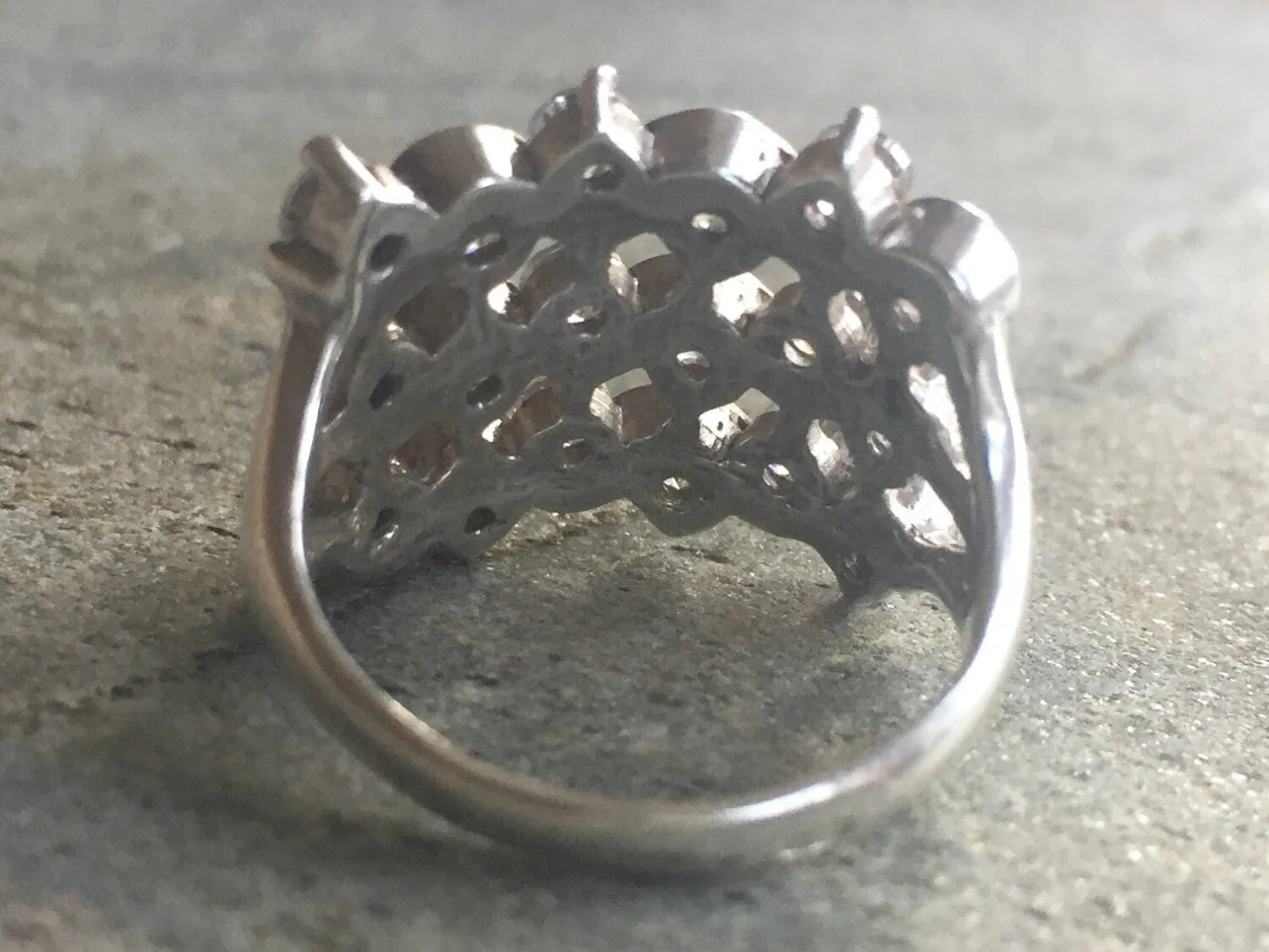 Statement Diamond Ring - Wavy Lines Ring - Chunky Vintage Ring