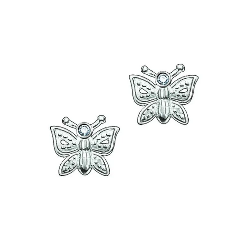 STERLING SILVER DIAMOND BUTTERFLY EARRINGS TDW 0.011CT