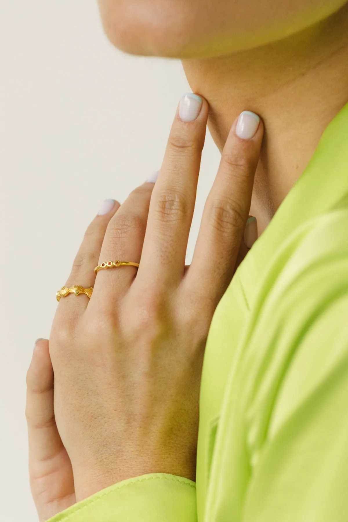 Sunset orange ring gold plated