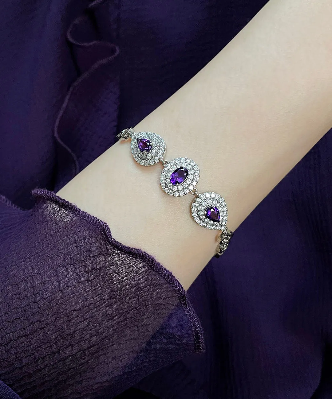 【USA輸入】ヴィンテージ アメジスト パープル ビジュー ブレスレット/Vintage Amethyst Purple Bijou Bracelet