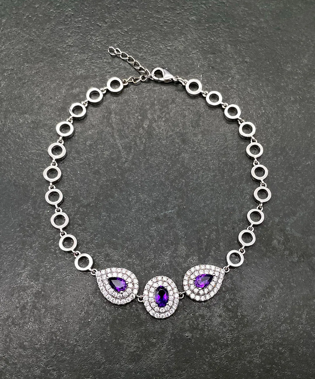 【USA輸入】ヴィンテージ アメジスト パープル ビジュー ブレスレット/Vintage Amethyst Purple Bijou Bracelet