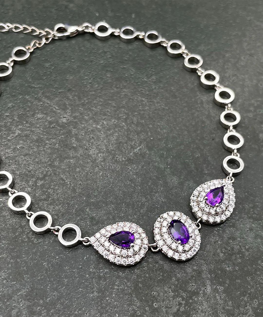【USA輸入】ヴィンテージ アメジスト パープル ビジュー ブレスレット/Vintage Amethyst Purple Bijou Bracelet