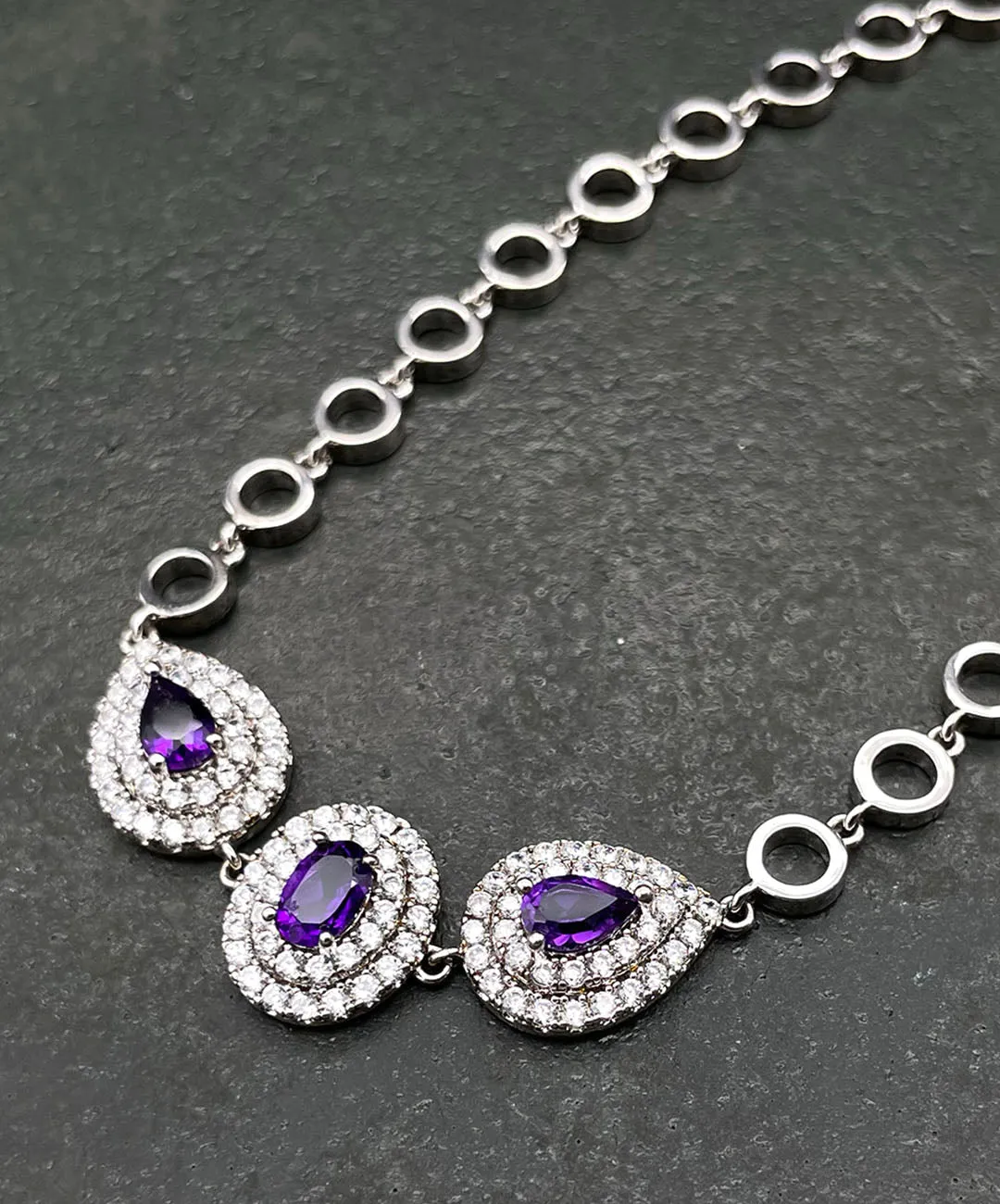 【USA輸入】ヴィンテージ アメジスト パープル ビジュー ブレスレット/Vintage Amethyst Purple Bijou Bracelet