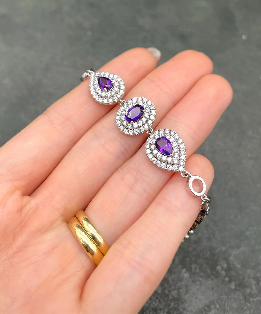 【USA輸入】ヴィンテージ アメジスト パープル ビジュー ブレスレット/Vintage Amethyst Purple Bijou Bracelet