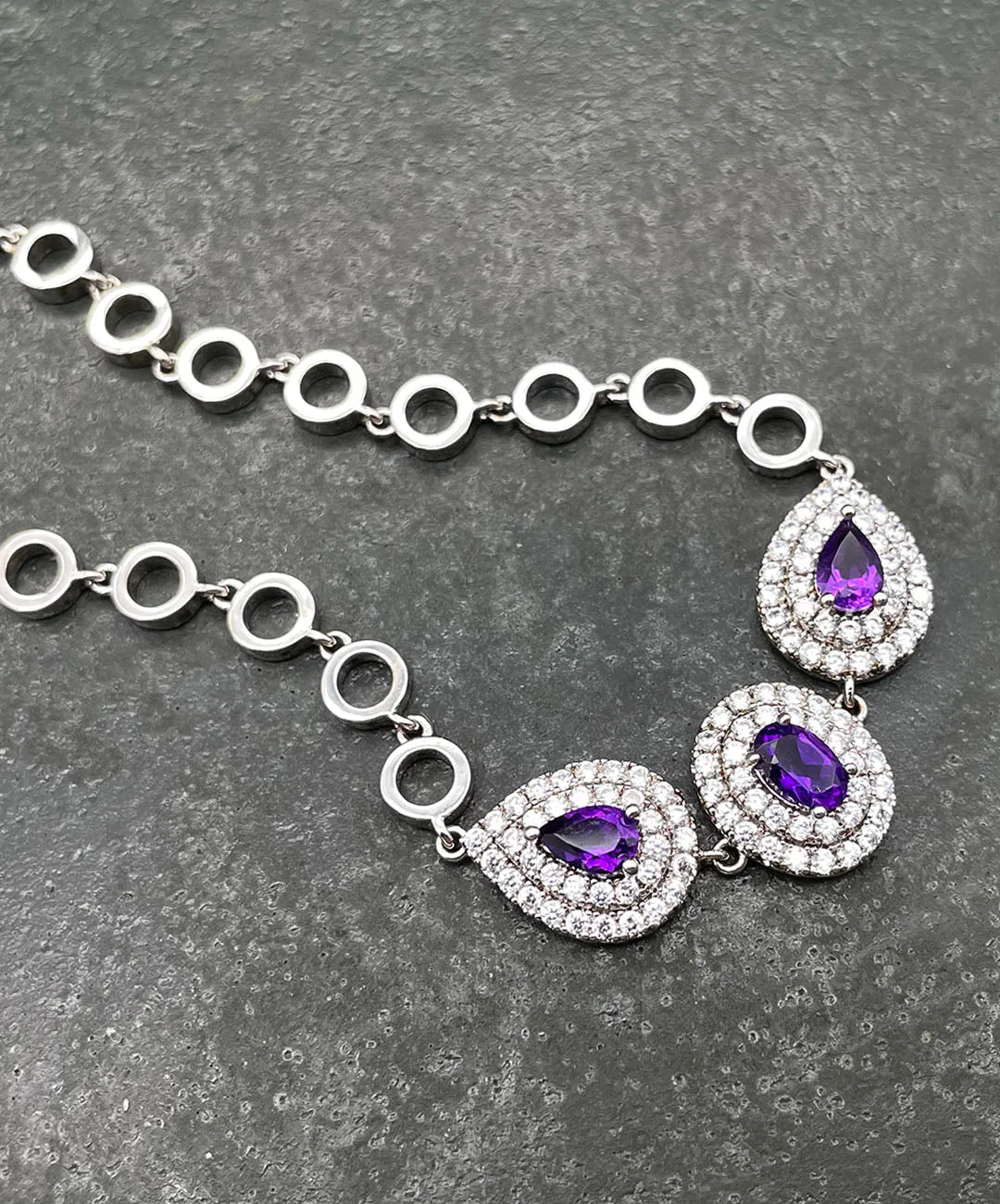 【USA輸入】ヴィンテージ アメジスト パープル ビジュー ブレスレット/Vintage Amethyst Purple Bijou Bracelet