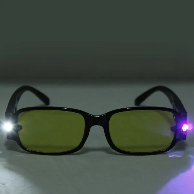 UV Protection Yellow Resin Lens Reading Glasses with Currency Detecting Function,  4.00D