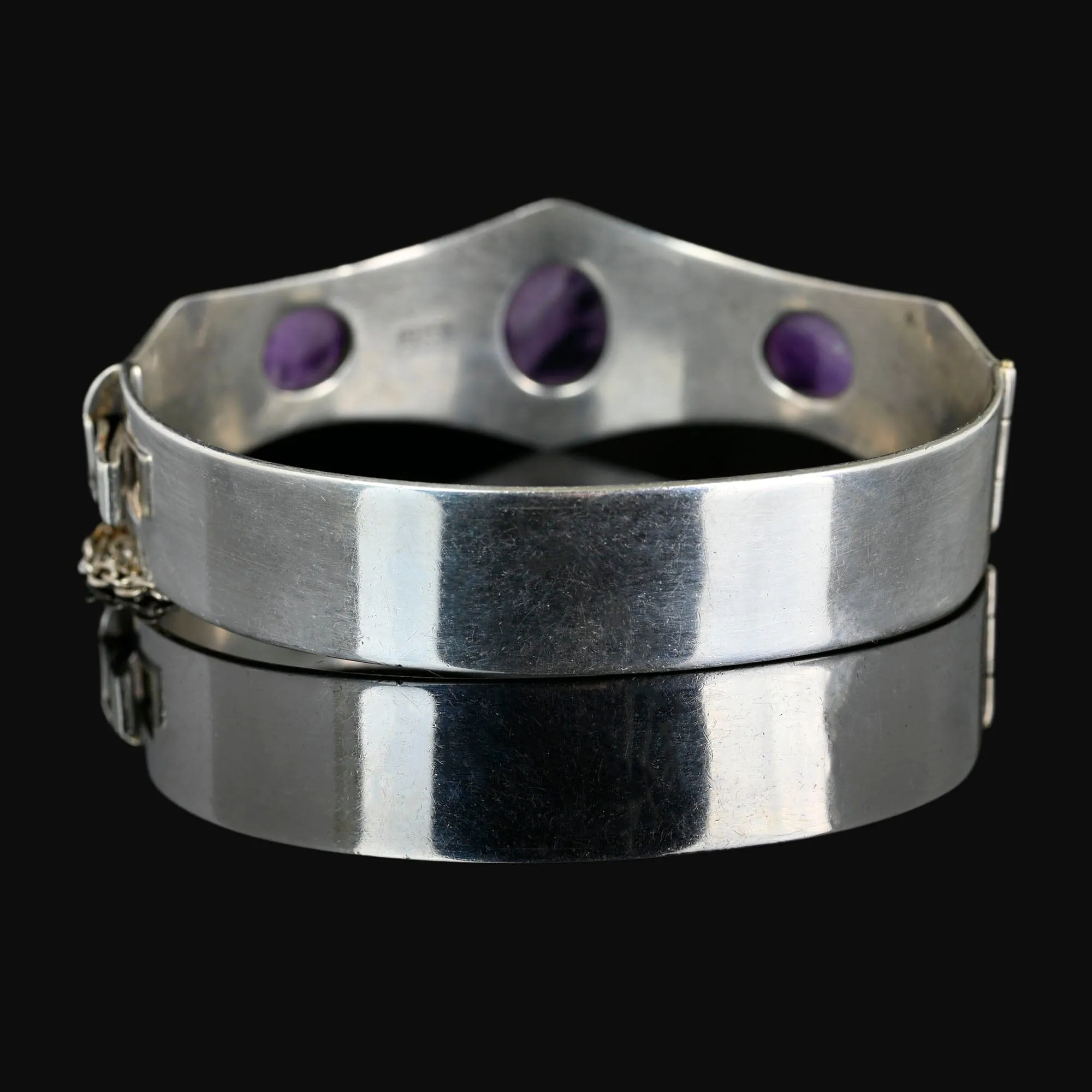 Vintage Excalibur Silver Amethyst Bracelet Bangle