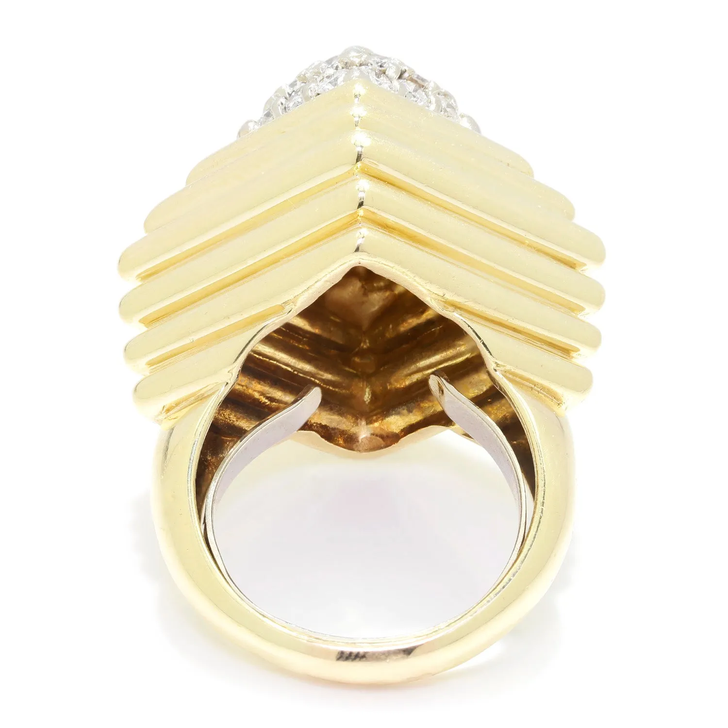 Vintage Round Diamond Step Ring 18K Yellow Gold 0.75ctw