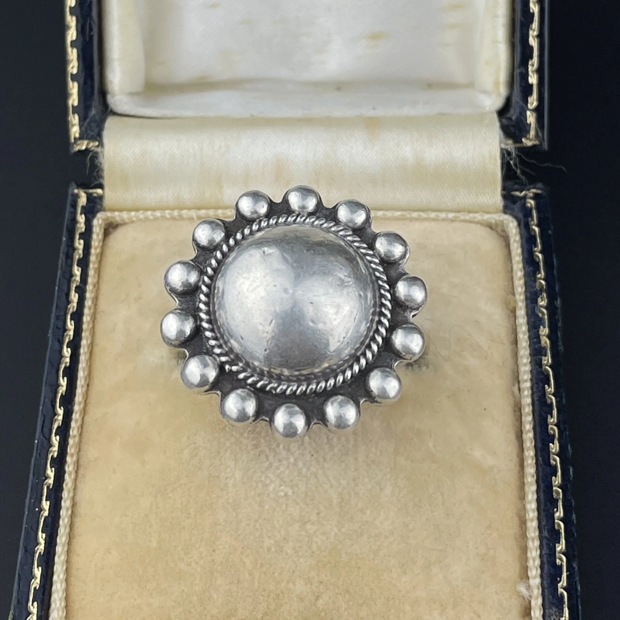 Vintage Southwestern Boho Chic Silver Braided Dome Ring, Sz 5