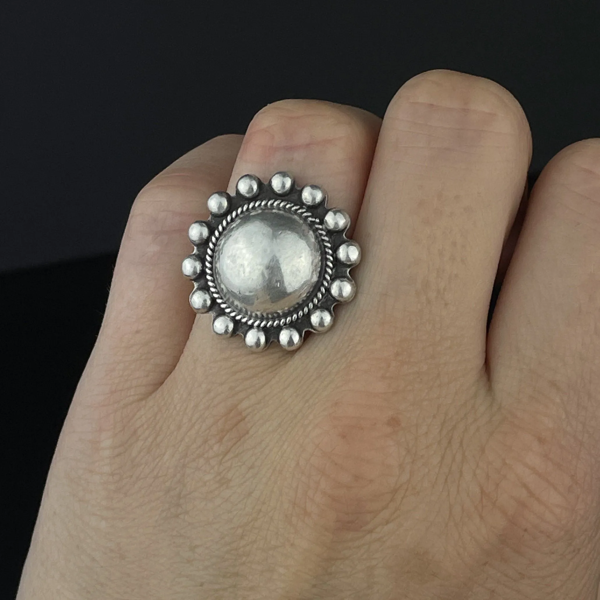 Vintage Southwestern Boho Chic Silver Braided Dome Ring, Sz 5