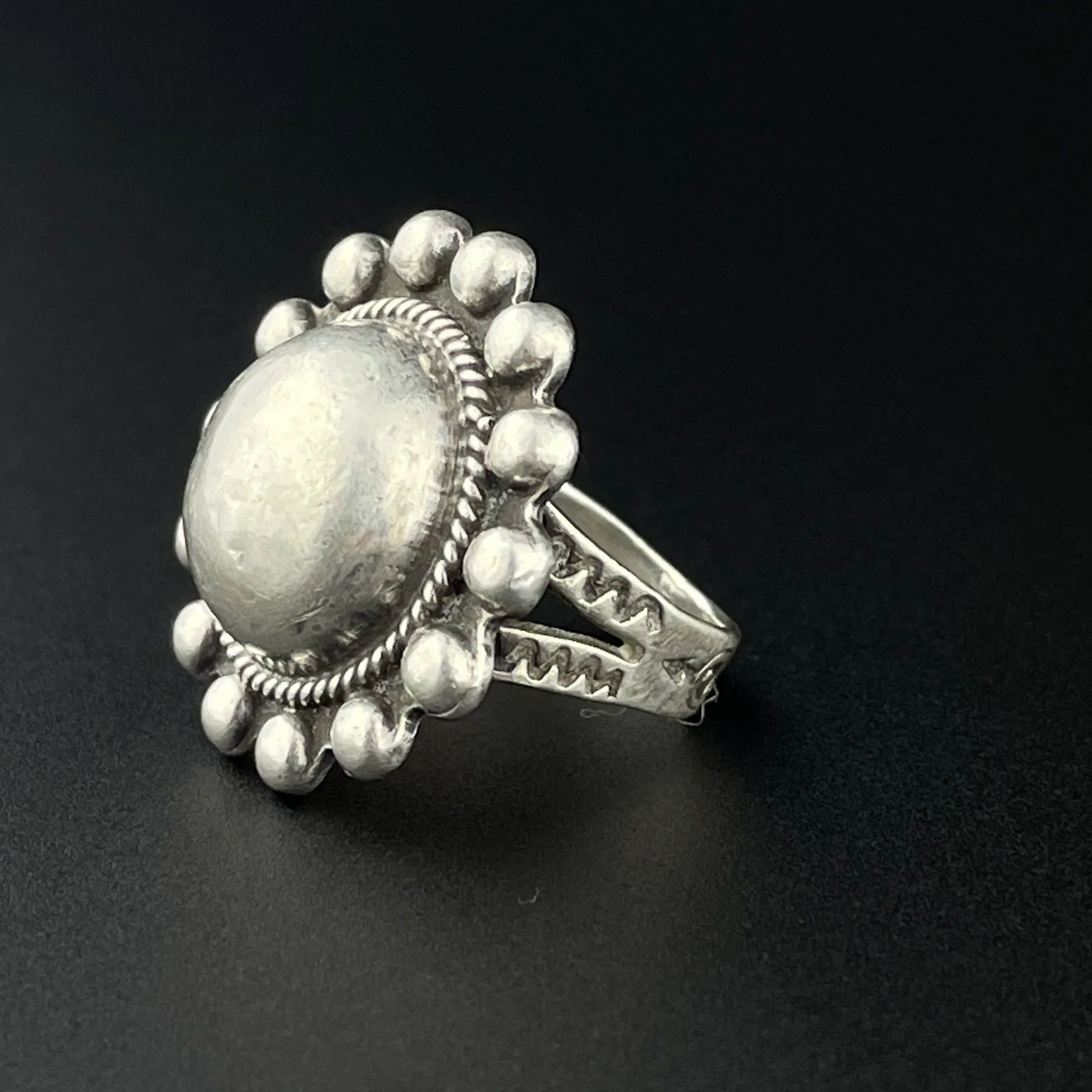 Vintage Southwestern Boho Chic Silver Braided Dome Ring, Sz 5