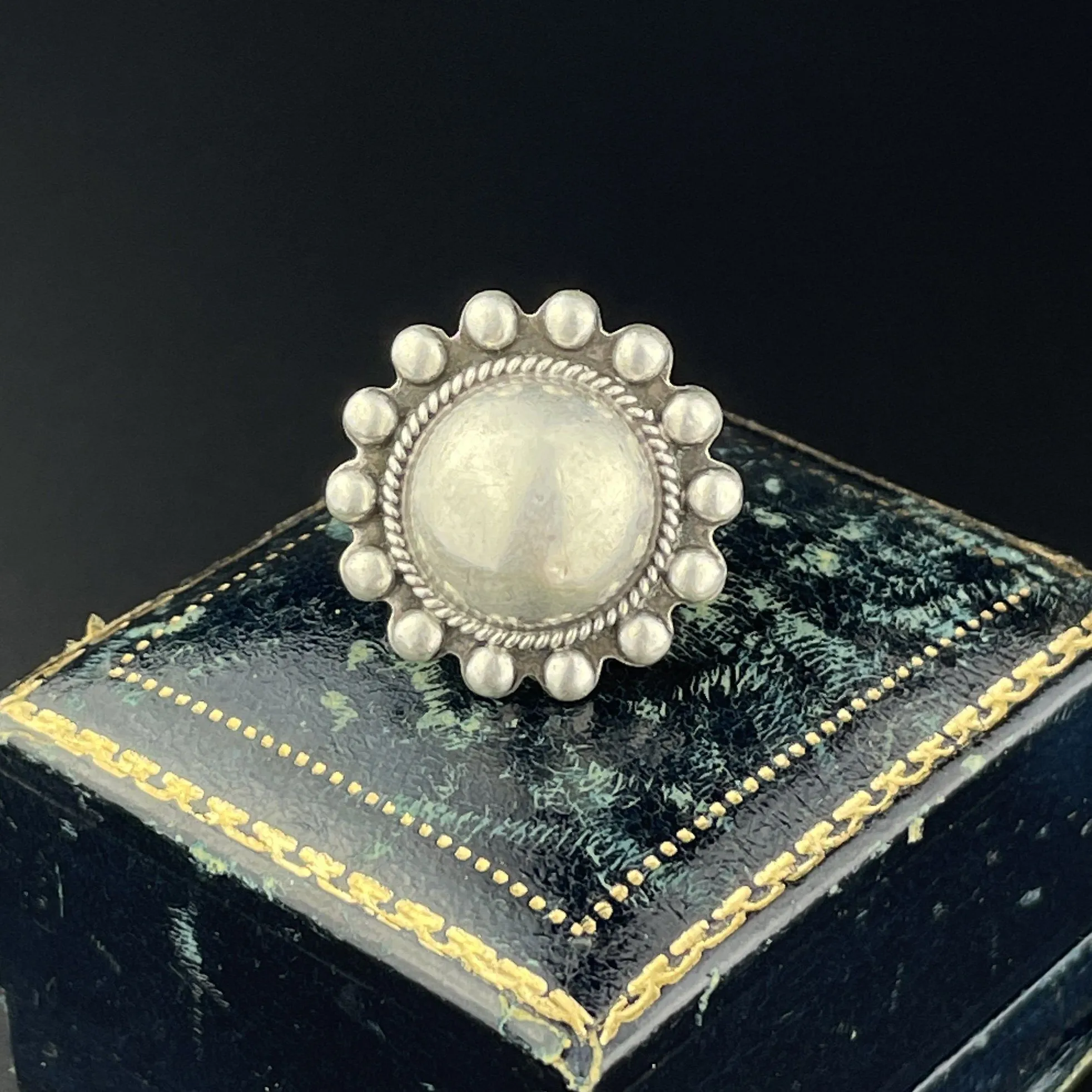 Vintage Southwestern Boho Chic Silver Braided Dome Ring, Sz 5