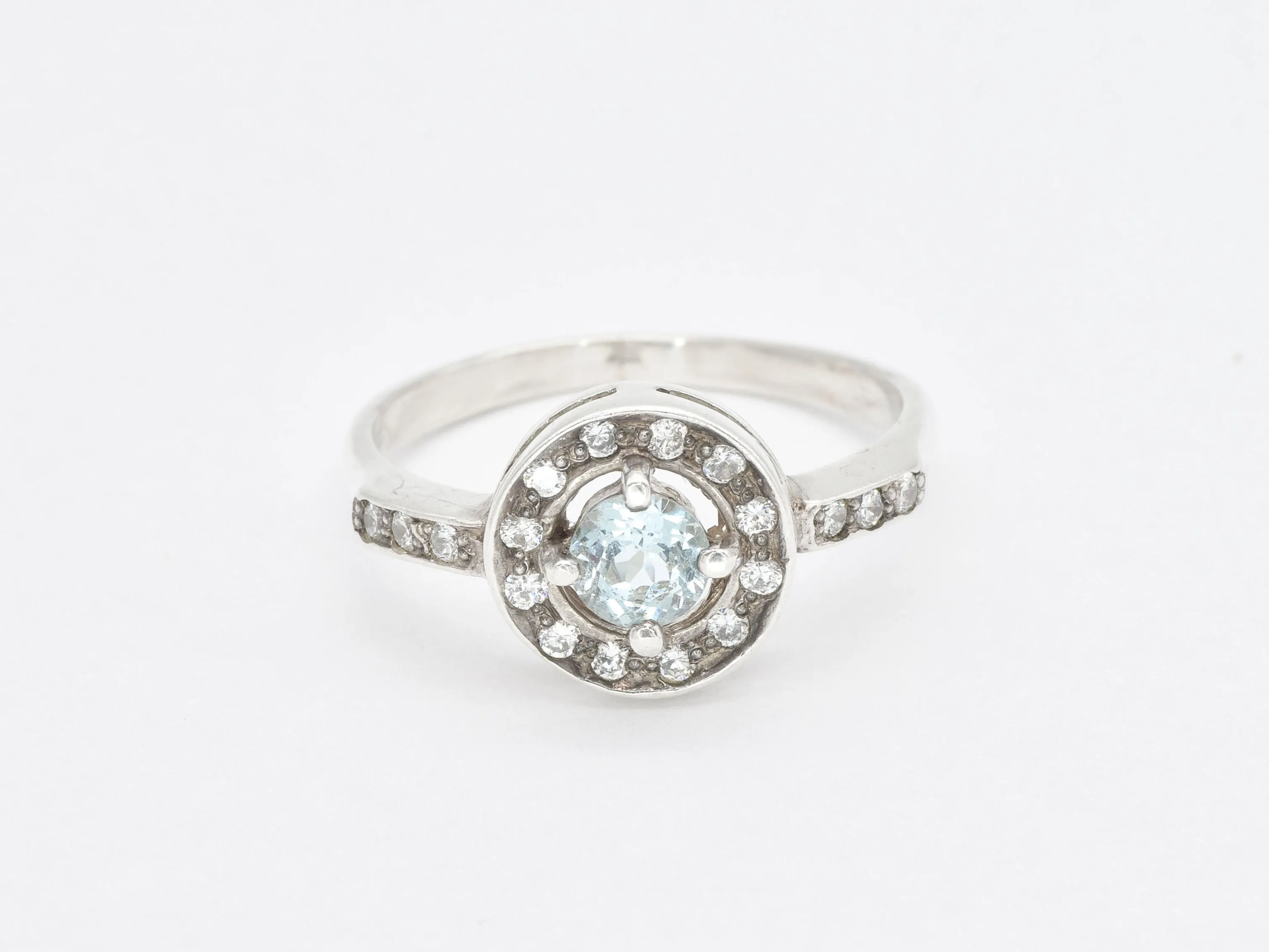Vintage Topaz Ring - Blue Cluster Ring - Natural Blue Topaz Ring