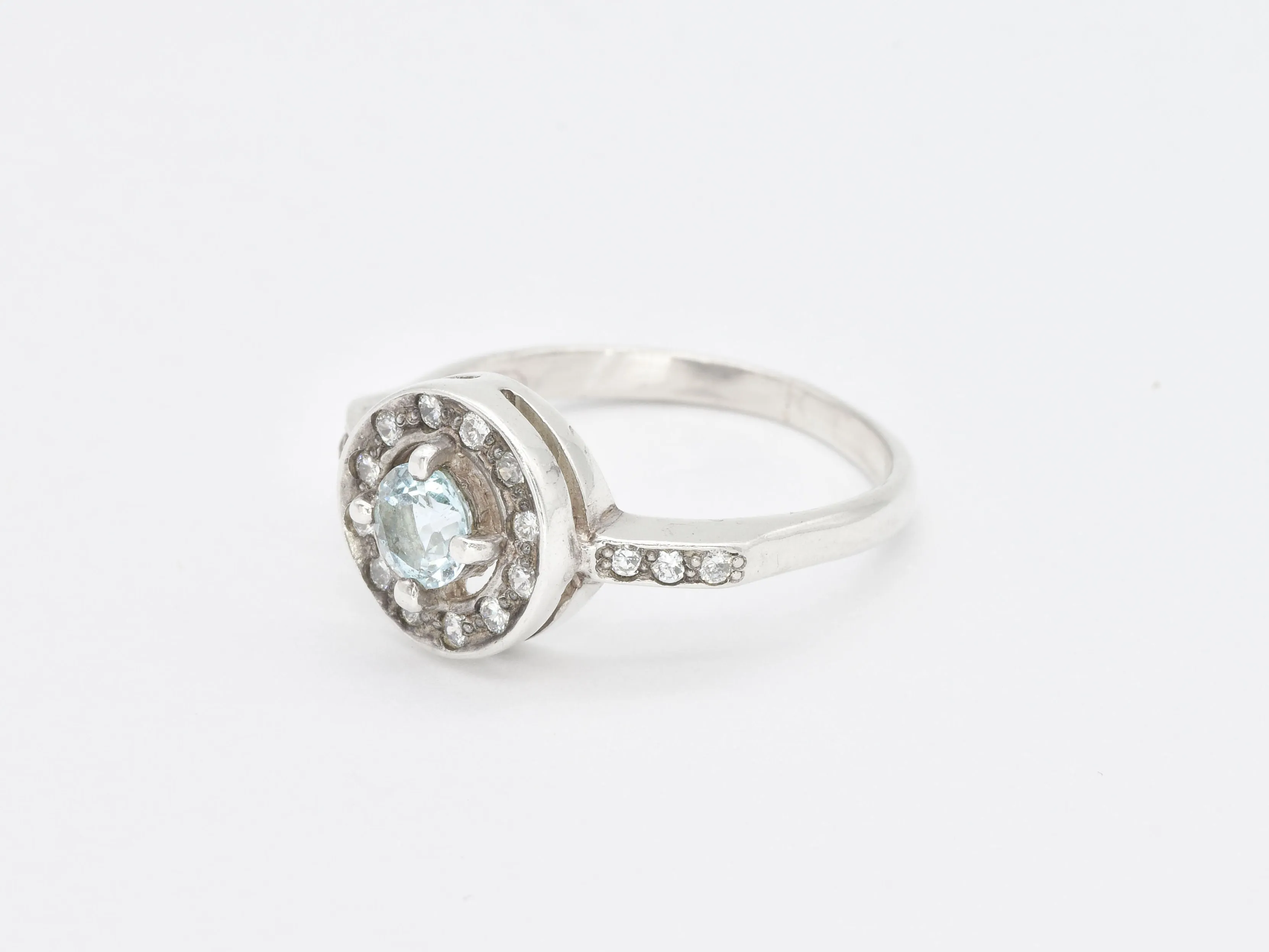 Vintage Topaz Ring - Blue Cluster Ring - Natural Blue Topaz Ring