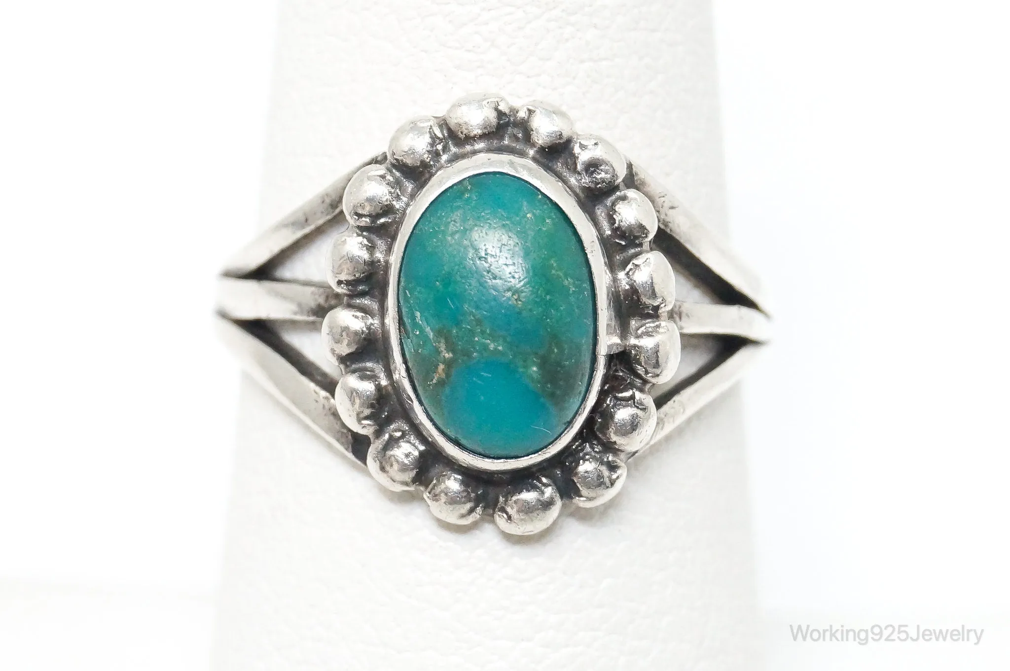 VTG Native American Turquoise Unsigned Sterling Silver Ring SZ 6.5