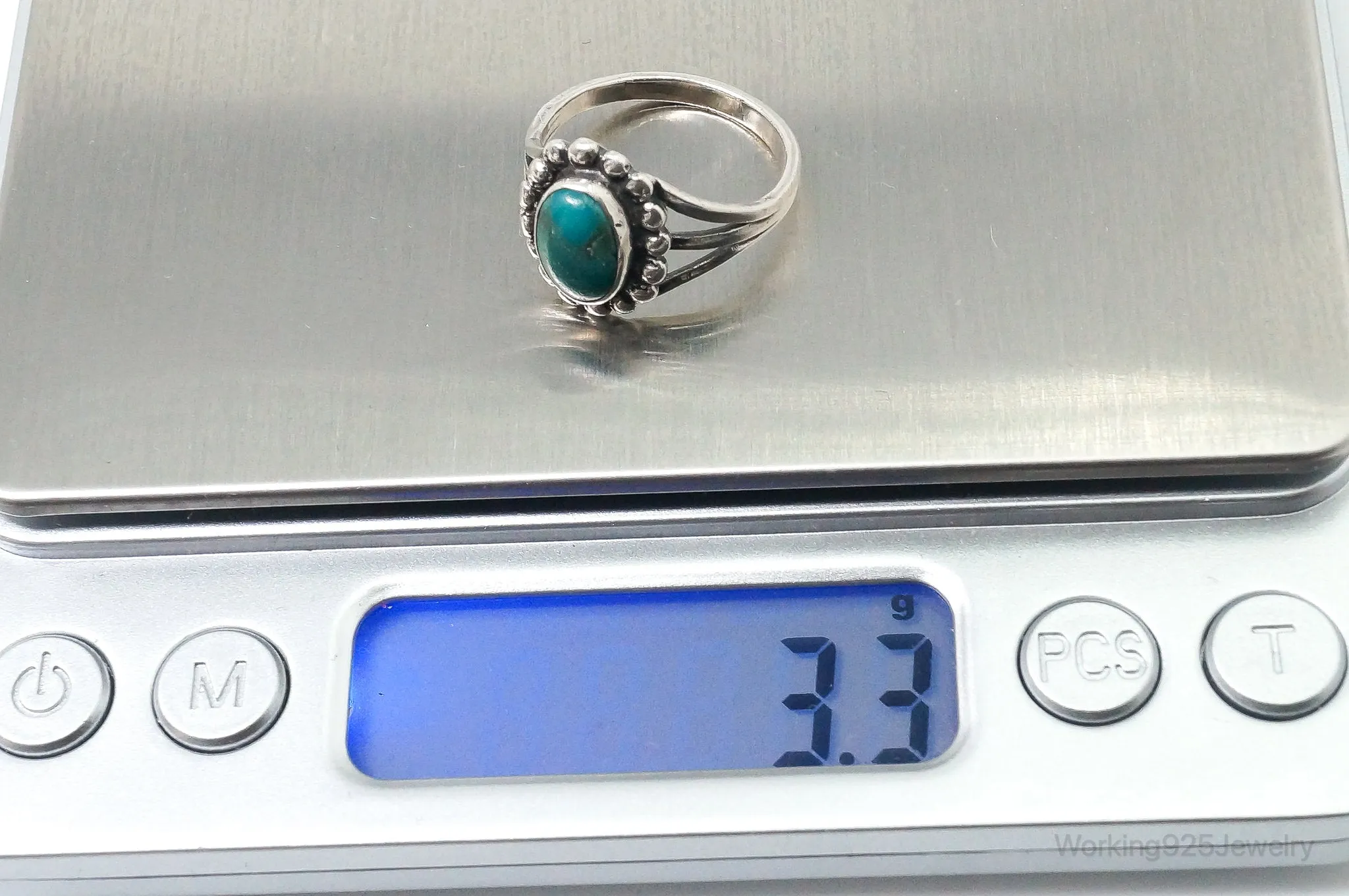 VTG Native American Turquoise Unsigned Sterling Silver Ring SZ 6.5