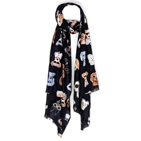Warm dog portrait scarf with tassels