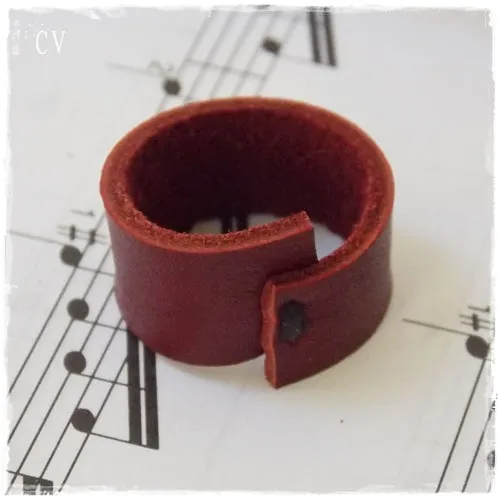 Wine Red Leather Ring