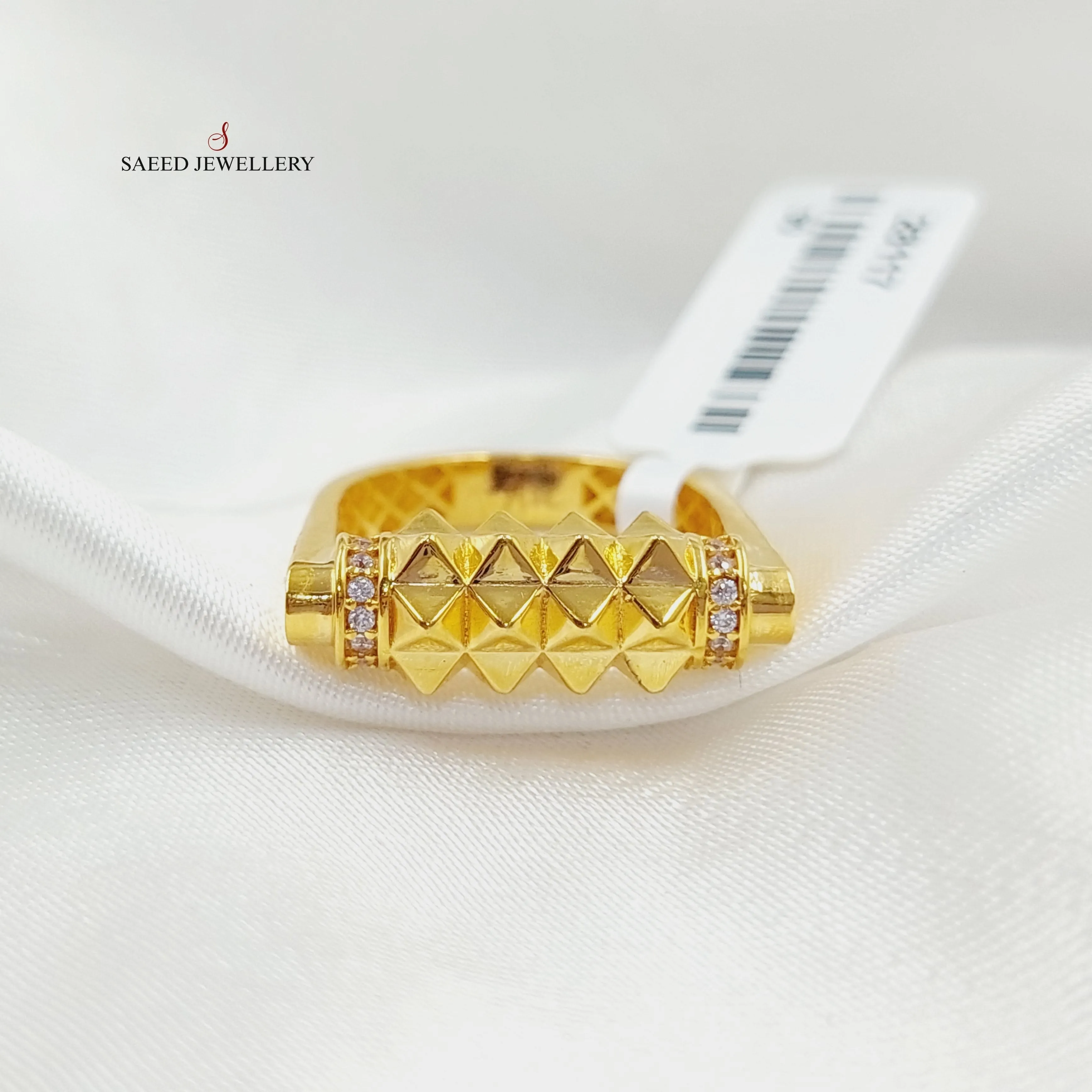 Zircon Studded Pyramid Ring